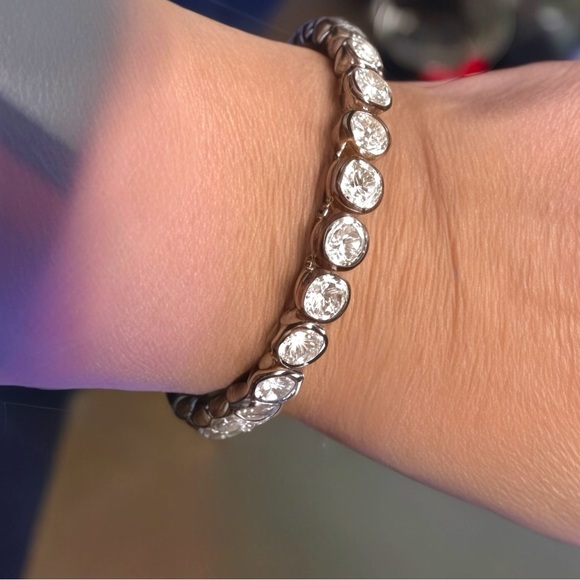 Copper & CZ Jewel Cuff Bracelet - vintage - Picture 9 of 9